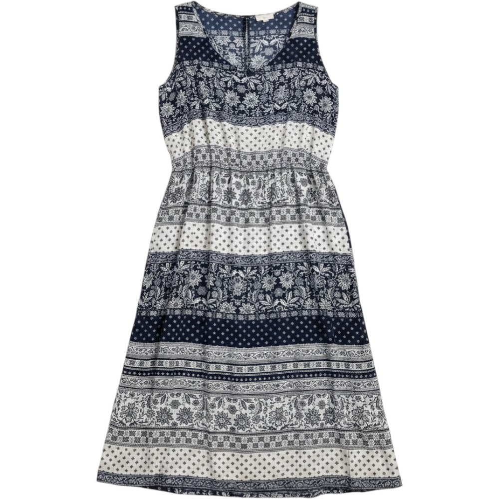 Como Vintage Maxi Dress Women 2X Blue Floral Paisley Boho Sleeveless V-Neck